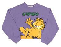 Fialová crop mikina s Garfieldem H&M