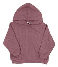 Ružový rebrovaný sveter s kapucňou H&M