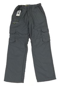 Nové - Šedé šusťákové outdoorové podšité kalhoty s kapsami H&Swear 