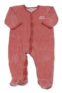 Růžový sametový overal s nápisem Petit Bateau 