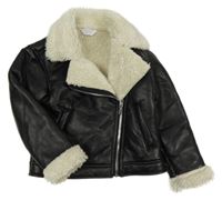 Černý koženkový zateplený křivák Primark