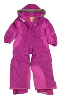 Růžová funkční šusťáková zimní kombinéza s kapucí Campi