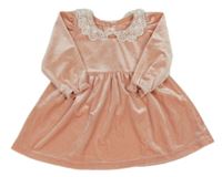 Broskvové plyšové šaty so sieťovinou Matalan