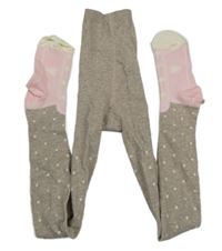 Béžovo-svetloružové pančuchy s bodkami Primark