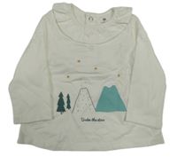 Smetanové triko s horami a volánky La Redoute