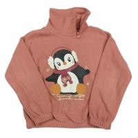 Starorůžová fleecová mikina s tučňákem C&A