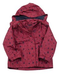 Tmavoružová šušťáková jarná bunda so vzorom a odopínacíá kapucňou Impidimpi