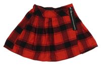 Červeno-černá kostkovaná vlněná sukně George 