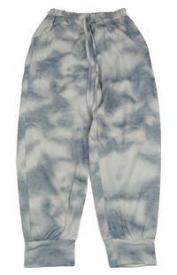 Šedo-bílé batikované tepláky 