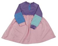 Svetloružová -fialovo-tyrkysové teplákové šaty Shein