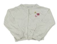 Bílý propínací svetr s motýly Stop+go