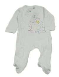 Nové - Biely overal s dúhou a nápisom Watch me grow