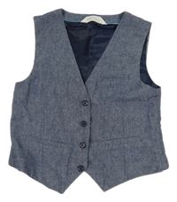 Tmavomodrá melírovaná společenská vesta H&M