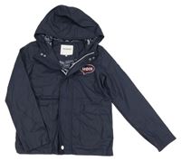 Tmavomodrá nepromokavá jarná bunda s kapucňou Pocopiano