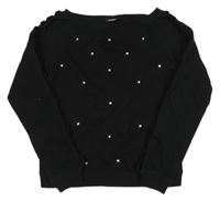 Čierna mikina s kamienkami a volánikmi Page one young