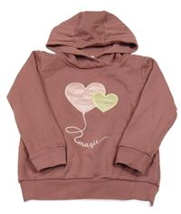 Ružová mikina so srdiečkami a kapucňou Topolino