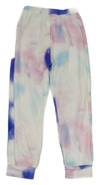 Bílo-barevné vzorované tepláky 