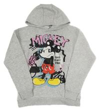 Šedá melírovaná mikina s Mickeym a kapucí Disney