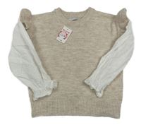 Nové - Béžová svetrová vesta so všitou halenkou Matalan