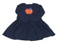 Tmavomodré bavlnené šaty s jablíčkem H&M