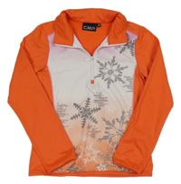 Oranžovo-biela športová mikina s vločkami CMP