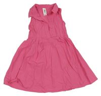 Ružové plátenné šaty s golierikom C&A