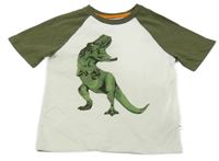Bielo-olivové tričko s dinosaurom Tommy Bahama