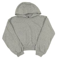 Sivá melírovaná crop oversize mikina s kapucňou