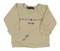 Béžová žebrovaná mikina s logem Tommy Hilfiger