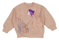 Nové - Světlerůžová oversize mikina s Locikou a mašličkami Disney