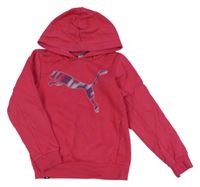 Tmavoružová mikina s logom a kapucňou Puma