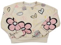 Smotanová oversize mikina s kvetmi Shein