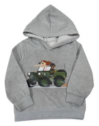 Sivá mikina s autom a kapucňou
