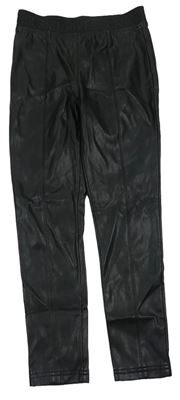 Čierne koženkové nohavice s logy RIVER ISLAND