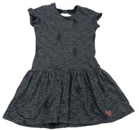 Čierno-tmavosivé melírované teplákové šaty s dievčatkom C&A