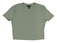 Khaki rebrované crop tričko New Look