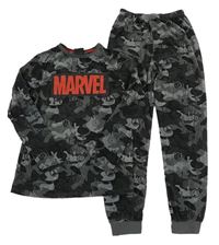 Tmavošedo-čierne army plyšové pyžama s logy Avengers PRIMARK