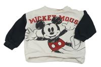 Bielo-čierna oversize mikina s Mickey Disney