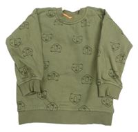 Khaki oversize mikina s medvedíkmi Nutmeg