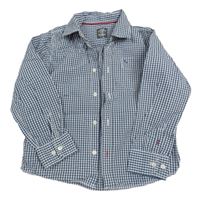 Tmavomodro-bílá kostkovaná košile s výšivkou H&M