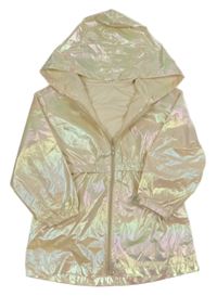 Smotanová metalická šušťáková parka s kapucňou