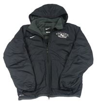 Černá kostkovaná šusťáková funkční sportovní jarní bunda se znakem a odepínací kapucí Nike