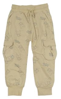 Světlebéžové cargo tepláky s příšerkami 