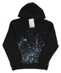 Nové - černá mikina s potiskem a kapucí H&M