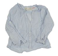 Světlemodro-bílá vzorovaná halenka Zara