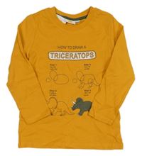 Nové - hořčicové triko s dinosaury Kids