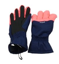 Tmavomodro-neonově korálové šusťákové funkční zimní prstové rukavice Wed'ze