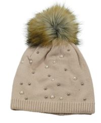 Pudrová čepice s perlami a bambulí S. Oliver