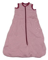 Světlerůžovo-vínový pruhovaný zateplený spací pytel lupilu