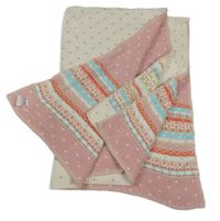 Smetanovo-světlerůžová pletená deka s puntíky a vzorem Mamas&Papas